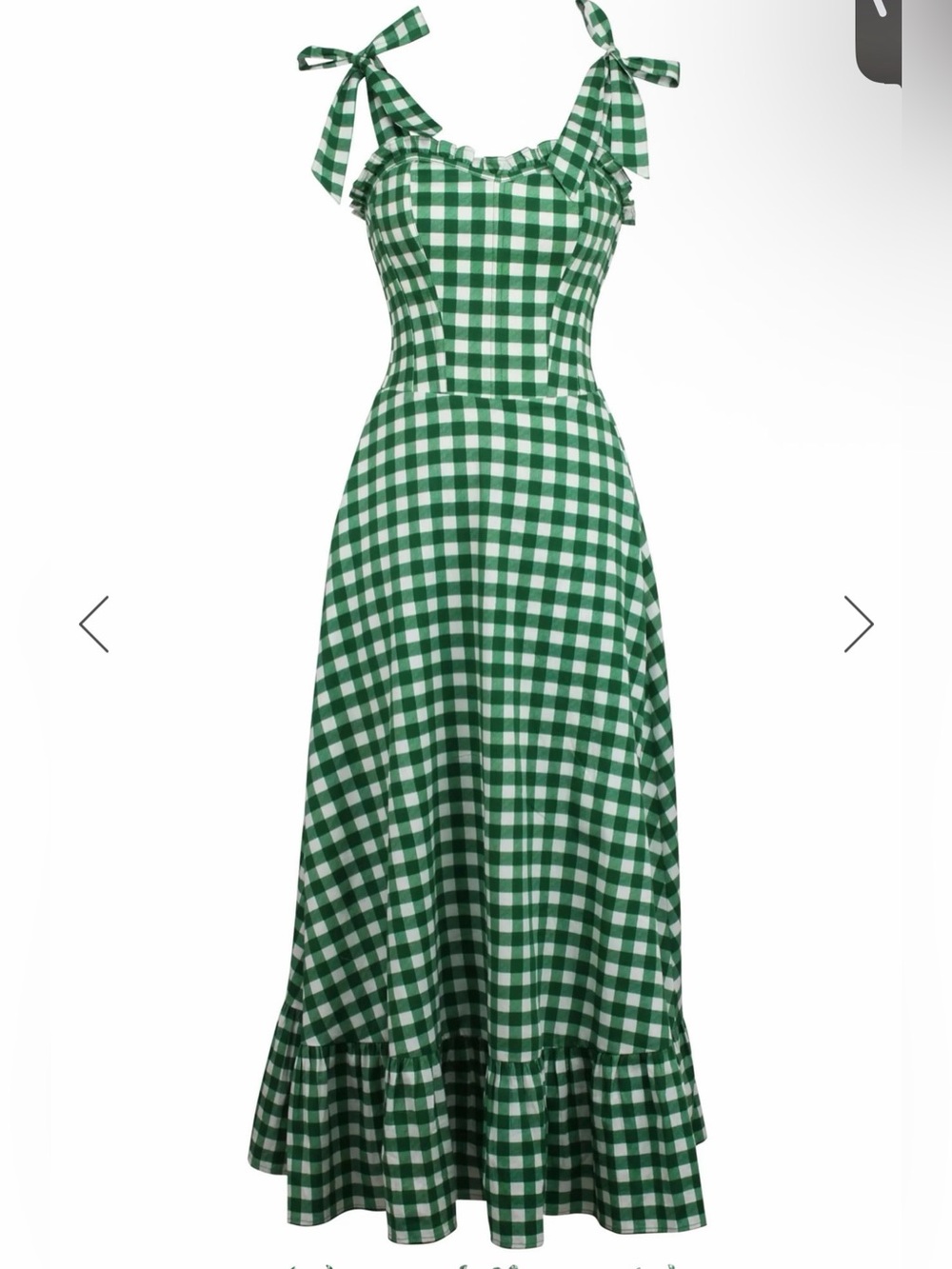 Corset Story Green Gingham Tie-Shoulder Midi Dress